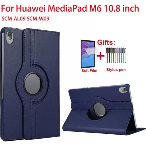 360 Degree Rotating Leather Case For Huawei MediaPad M6 10.8 Cover For M6 10.8 inch Tablet Stand Case SCM-AL09 SCM-W09 Funda