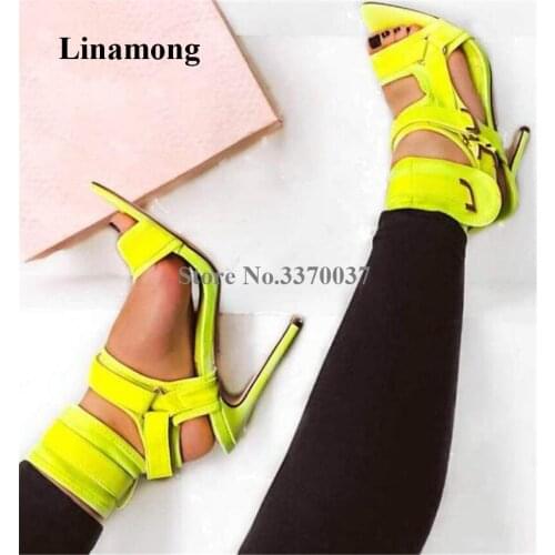 Top Fashion Women Pointed Open Toe Suede Leather Buckle Decorated Stiletto Heel Gladiator Sandals Ankle Wrap High Heel Sandals