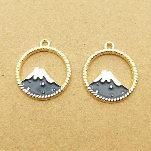 10pcs 19x22mm enamel mountain charms for jewelry making cute earring pendant bracelet necklace charm