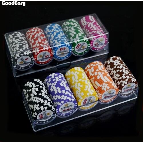 100/200 PCS/SET 14g Clay Gold Crown Poker Chip Casino Chips Texas Hold'em Poker Sets With Acrylic Case/Box