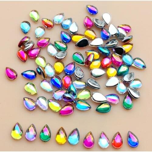 1000PCS Water drop shape AB Clear Resin Rhinestone Flatback Gems Strass Crystal Stones For Dress Crafts Decorations -A56*5