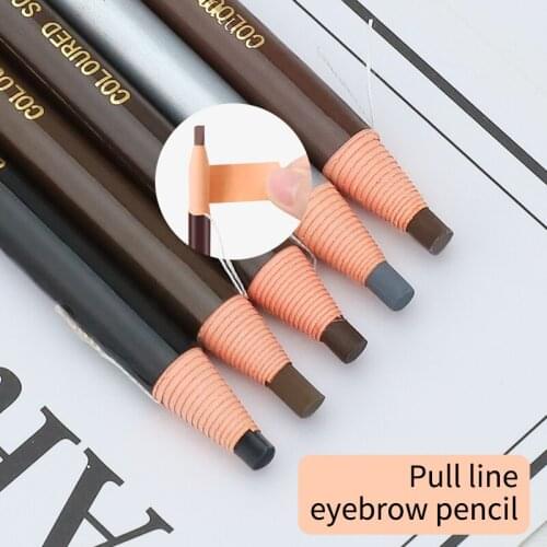 12 pcs Eyebrow Pencil Back Waterproof Makeup Eyebrow Enhancer Cosmetic Microblading Pencil Art Tint Coloured Eye Brow Pen Tool