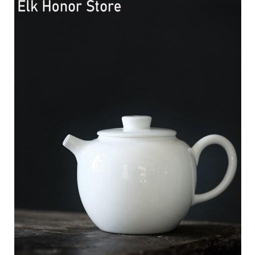 180ml White Jade Porcelain Terapots Small Single Tea Pots Household Strainers Teakettle Ceramic Kettle Hand Grasp Pot Teaware
