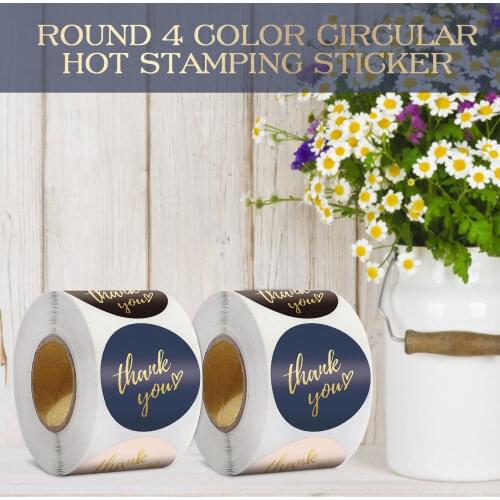 2 Rolls Round Thank You Stickers Labels Decals for Business Festival Party Envelopes Bags Favors Gift Wrapping Decor