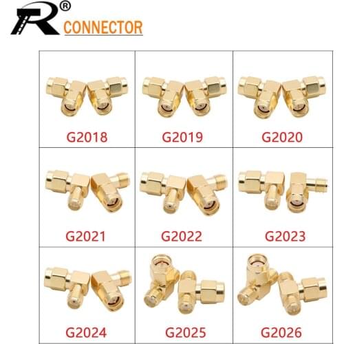 2PCS SMA to SMA Connector male female RP SMA to SMA male RPSMA Straight Right angle 3 way RF adapter Converter