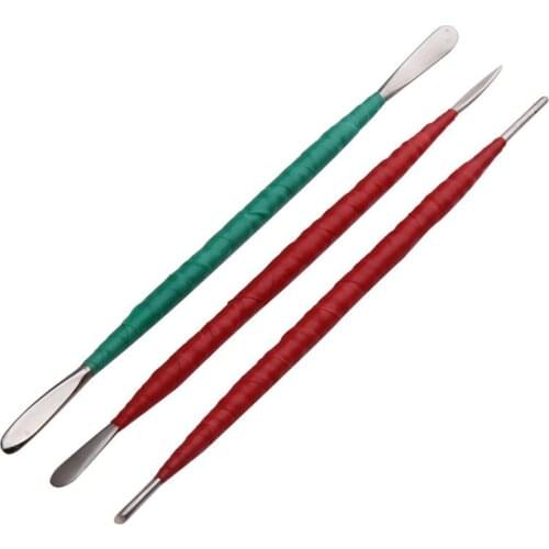 3Pcs Folk Art Sculptures Clay Tools Double Heads Steel Pottery Clay Sculpture Tools Detail Pick Stylus High Quality