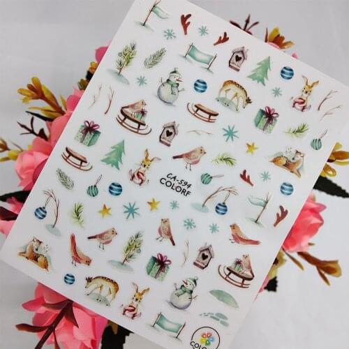 3D Nail sticker Art Peel Off Sliders Animal Bird Deer Nail Decoraciones Foil Self Adhesive Design Christmas Manicure Accessories