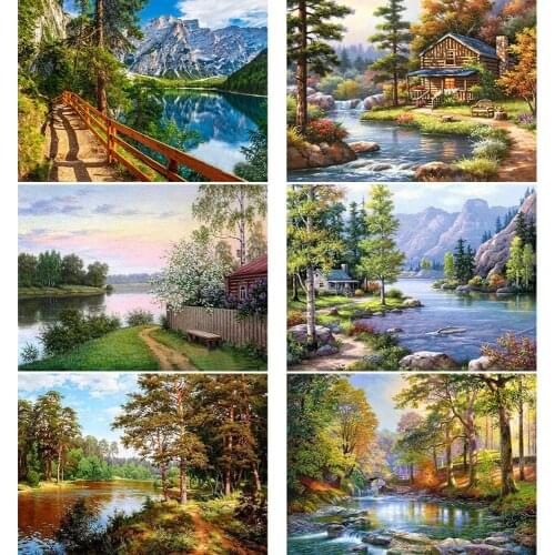 5D Diamond Painting Landscape Oil Painting Street Landscape Rhinestone Cross Stitch Art Picture Exquisite Home Decoration DIY