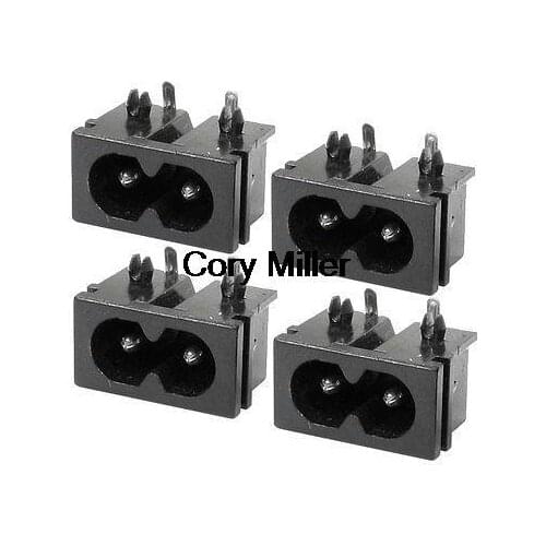 2.5A 250VAC IEC320 C8 PCB Mount Male Plug Inlet Socket Adapter