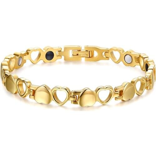 Bracelet Gift Heart Charm Gold color Wedding Bridal jewelry Women Chain Link Bracelets