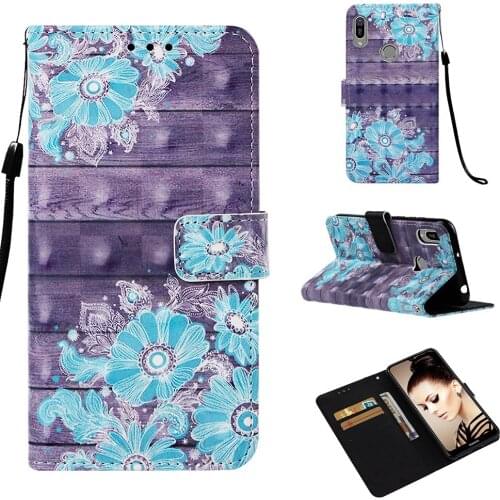 10pcs/lot Colourful Flower Butterfly Wallet Leather Case For Huawei Honor 10 Lite P Smart 2019 Y9 2019 Enjoy 9 Plus Y6 2019