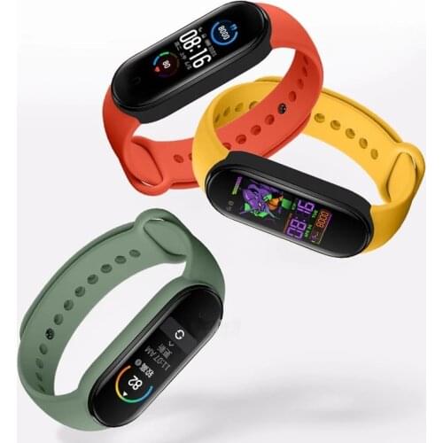 For Mi Band 6 Silicone Strap Soft Solid Color Original Sports Wrist Straps For Xiaomi Mi Band 6 5 4 3 Global Version Accessories
