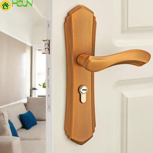 Aluminum alloy door lock Solid wood door handle Interior Bedroom door handle lock