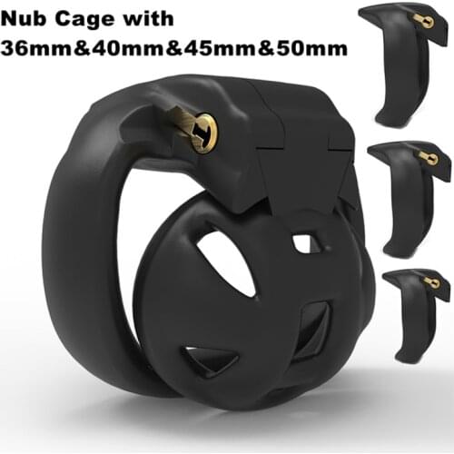 V4 3D Printed Breathable Nub Cage Male Chastity Device with 4 Size Ring, Penis Ring Lock Cage Cock Belt, Adult Sex Toys