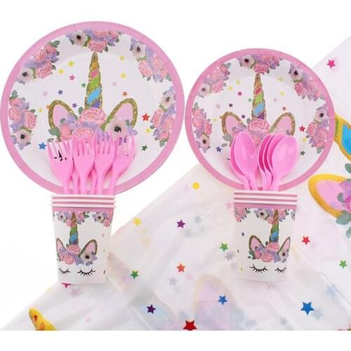 Unicorn Theme Girl Decorations Birthday Party Wedding Children Gift Party Event Disposable Tableware Set party Decoration Suppli
