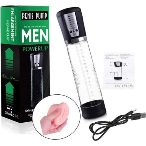 Electric Penis Pump Automatic Vacuum Pump, 5 Frequency Vibration Suction Pump Male Dick Cock Enhancement Extender Helper Device