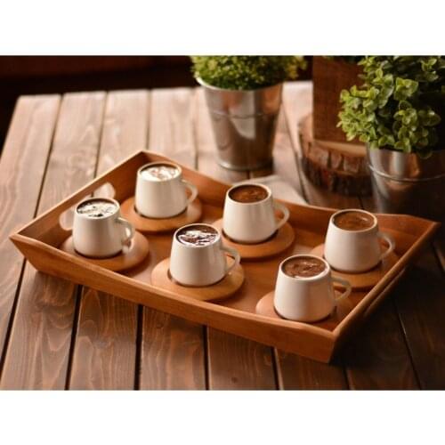 Porcelain Coffee Cup Luxury Set Of 12 Quality Bamboo Saucer Holders Colorful Design Pattern Turkish Coffee Tea Cups with Saucer