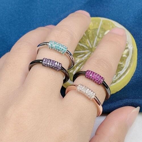 925 Sterling Silver Ring Simplicity Micro Mosaic AAA+ Multicolour CZ Rhinestone Thin Style Finger Ring For Women Morocco Jewelry