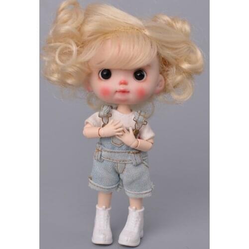 Muziwig original Yellow Ombre Curly Wigs for cute baby doll 1/8 BJD/SD Dolls Heat Resistant Wire