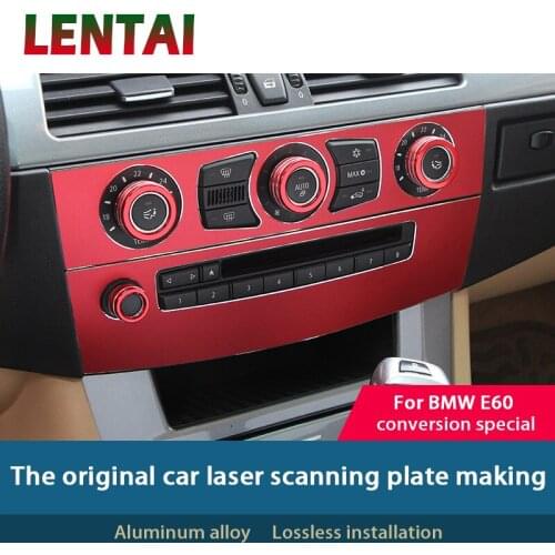 LENTAI Auto Car Aluminum Alloy Air Conditioner Panel Volume Knob Frame Sticker For BMW E60 E61 5series M Performance Accessories