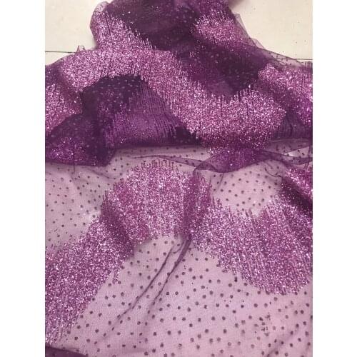 Hot sale african sequins tulle mesh fabric ZH-121113 shining glued glitter sequins lace fabric