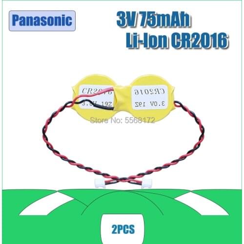 2PCS/LOT Panasonic CR2016 2016 with line BIOS coms Button Cell Battery lithium battery for Notebook motherboard and so on