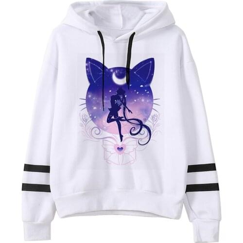Sailor moon hoodie cat harajuku 2019 korean style ulzzang kawaii 90s cartoon clothing pullovers Oversized hooded streetwear