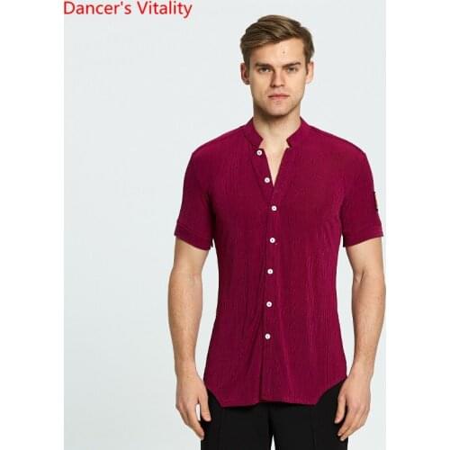 Adult Mens Short Sleeve Shirt Ballroom Dance Tops Waltz Latin Dance shirt Men Latin Dance Shirts Ballroom Stage Dance Tops