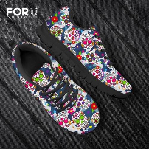 FORUDESIGNS Flats Shoes Mens Casual Sneakers Shoes Camo Suagr Skull Printed Male Air Mesh Walking Shoes Man Boy Zapatillas New
