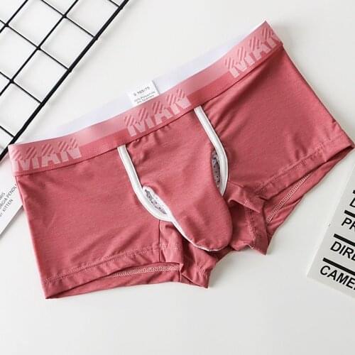 Elephant Nose Mens Ice Silk Boxer Briefs Penis Sheath Trunks Shorts U Convex Pouch Underwear Low Rise Breathable Underpants 2021