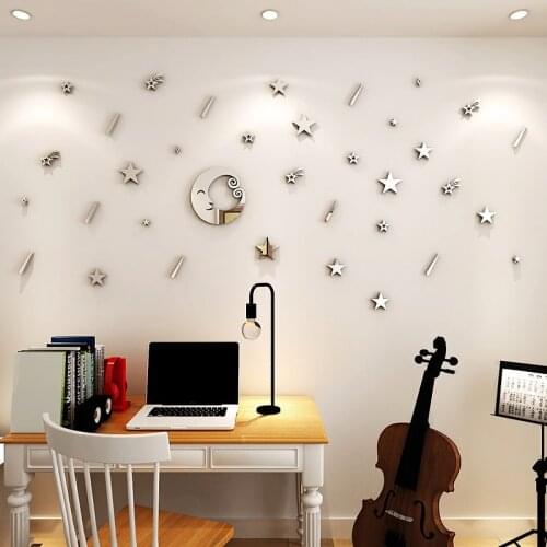 Cartoon Starry sky Mirror wall stickers For kids room living room DIY art wall decor Bedroom Meteor wall decoration