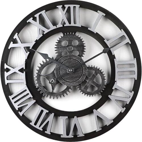 NEW 40CM LARGE RETRO SLIENT WALL CLOCK VINTAGE HOME DECOR QUARTZ WATCH GOLDEN NUMERALS GEAR MUTE HANGING CLOCKS FOR LIVING ROOM