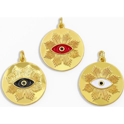 OCESRIO DIY Rainbow Small Evil Eye Pendant For Women Jewelry Round Eye CZ For Jewelry Components Necklace Pendant pdta0130