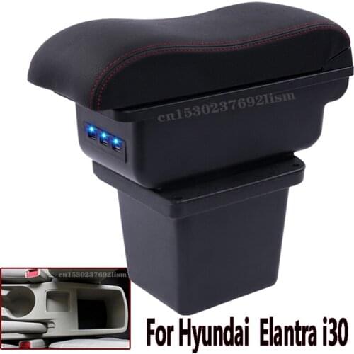 Armrest For Hyundai Elantra Touring i30 i30cw 2007-2011 Dual layer Leather Central Store Content box with cup holder ashtray USB