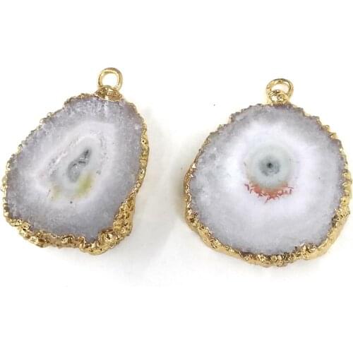 Natural Stone Charms Hot Selling Trendy Agates Pendants for Jewelry Making DIY Necklace Size 24x29mm