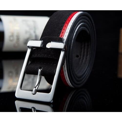2019 New Fashion Velvet Mens Belts PU Suede Color Matching Belts Ladies Leisure Pin Buckle for Young Students Jeans Belt