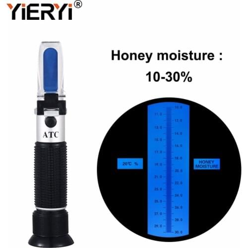Yieryi Handheld 10-30% Water Honey Refractometer with calibration ATC Refractometer Honey Moisture Meter