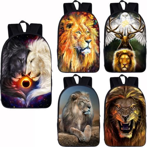 Cool lion print backpack Regge rock women men rucksack children school bags for teenager boys girls daypack kids bookbag