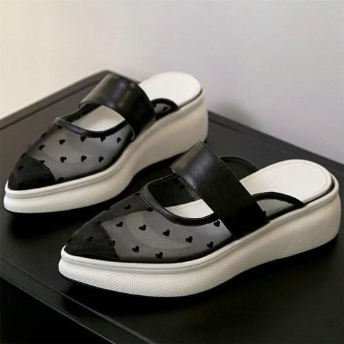 Punk Creepers Women Breathable Lace Wedges High Heel Gladiator Sandals Female Summer Pointed Toe Fashion Sneakers Casual Shoes