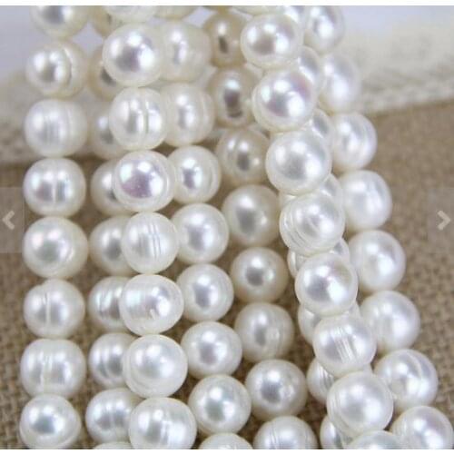 Unique Pearls jewellery Store 10mm Round Genuine Freshwater Pearl Loose Beads One Full String DIY Jewelry Material LS021