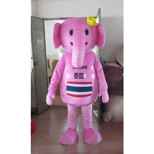 High quality Pink Elephant Mascot Costume Cartoon Character Mascotte Mascota Outfit Suit No.962 Free Shipping