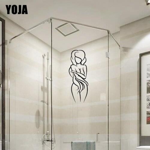 YOJA 28x10.9CM Bath Girl Bathroom Glass Decals Decoration Home Wall Stickers G2-0463