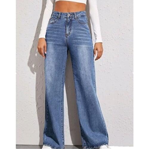 2021 Autumn New Comfortable Fashion Casual Soft Breathable Ripped Jeans Cat Whiskers Loose Trousers Womens Pants