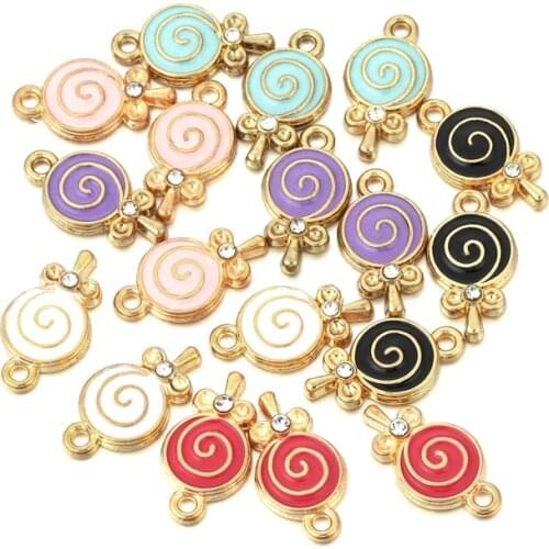 10pcs 18x10mm Lollipop Charms Pendant Enamel Metal Small Charms Necklace Bracelet Earring For DIY Jewelry Making Accessories