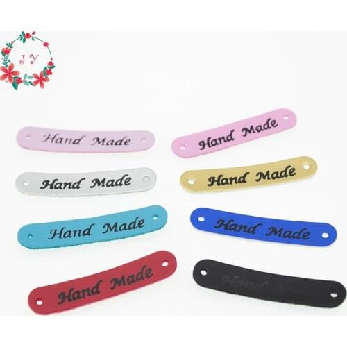 100pcs PU Leather HANDMADE Labels Garment Tags 5cm Classic Jeans Flag Tags Gift Tags for DIY Craft, Sewing Works