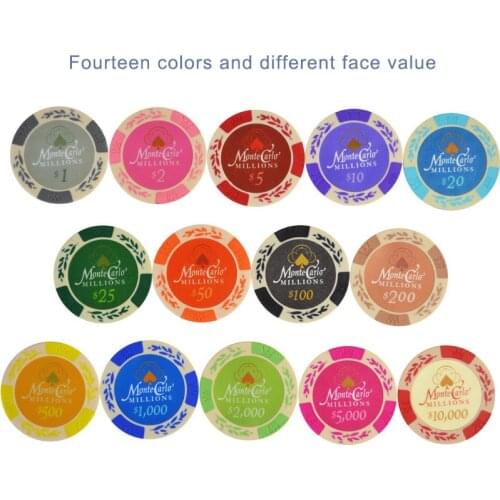 25PCS/Lot Dollar Texas Hold'em Clay Poker Chips Baccarat Upscale Set 14g Color Crown Monte Carlo Chip Set Poker Set