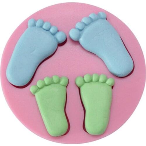 3D Little Baby Feet Silicone Fondant Mold Chocolate Soap Mould Randomly Color