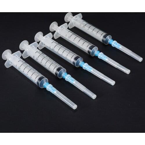 5 Set Sharp Tip Syringe 5ml Plastic Syringe with Sharp End Tip Needle And Storage Cap For Glue Oil Soldering Past
