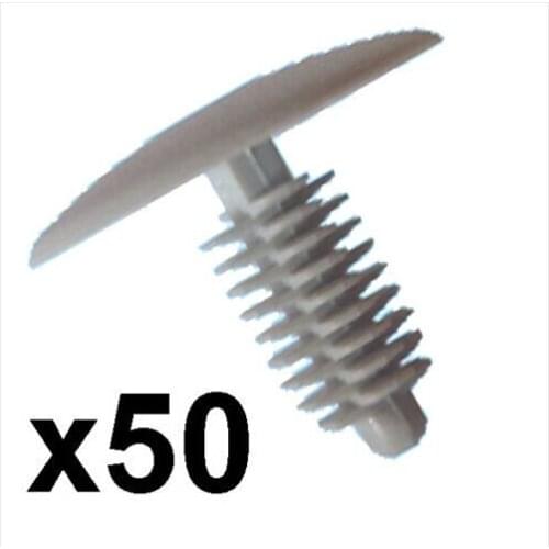 50x For Grey Plastic Car Trim Clips- 6-7mm hole- 24mm Head