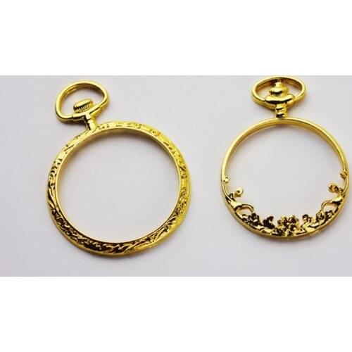 6pcs/set Metal Frame Pocket Watch Charm Pendant Bezel Setting UV Resin Charm Necklace Earring Findings Casting Craft DIY E56C